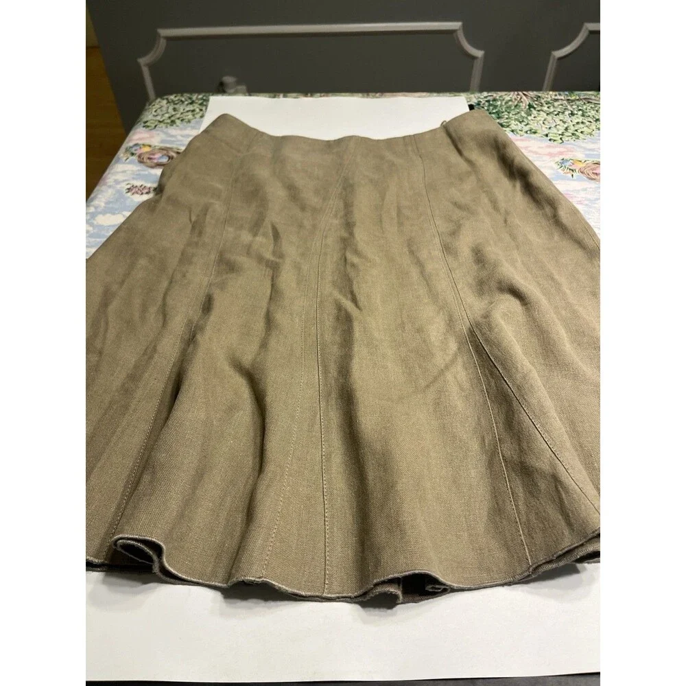 VINTAGE GUNEX Brown A-line Pencil Skirt Linen Women’s Sz 10 - Made In Italy